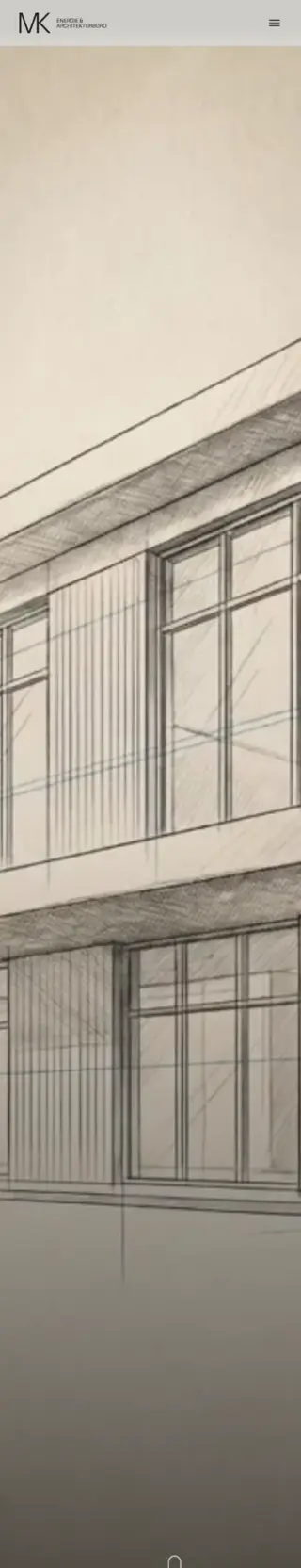Dieselbe Website von Energie-Architektur Würzburg auf dem Handy: die beiden Säulen Architektur und Energieberatung untereinander, darunter ein Porträt in Schwarzweiß und der Abschnitt „Vom Detail her gedacht.“